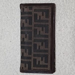 Fendi Zucca Canvas Leather Trimed Wallet Vintage